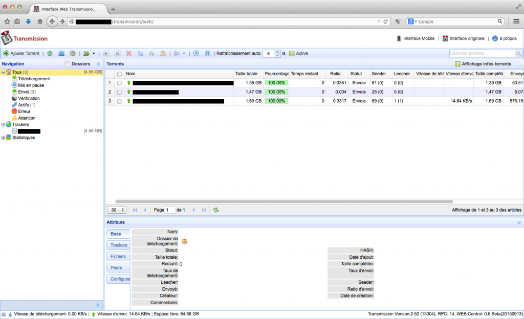 Modifier l’interface web de transmissiondaemon Fanjoe’s website...